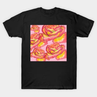 Pink-yellow watercolor rose T-Shirt